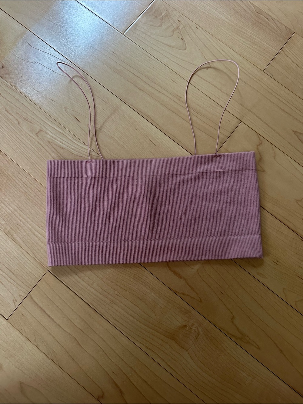 Splendid Dusty Rose Ribbed Crop Top with Spaghetti Straps